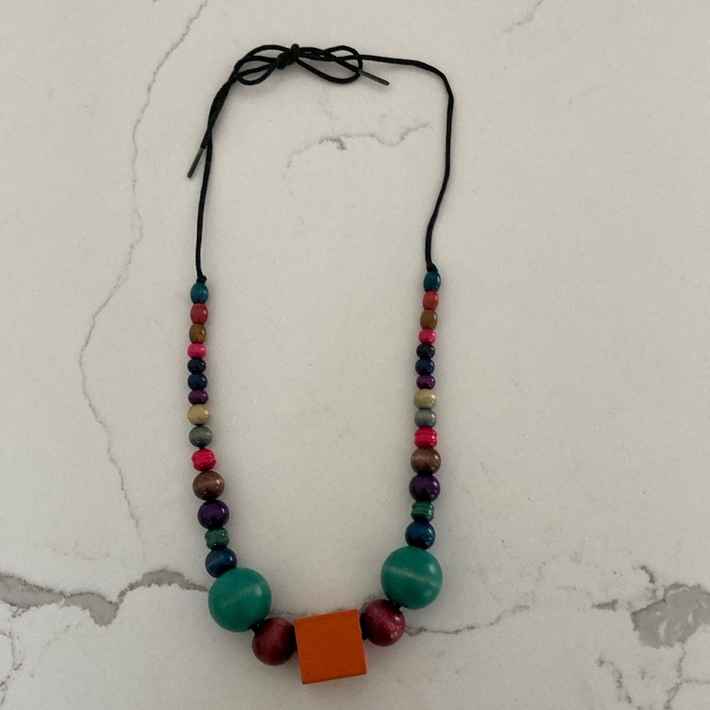 Vintage Art Deco Wood Beaded Necklace